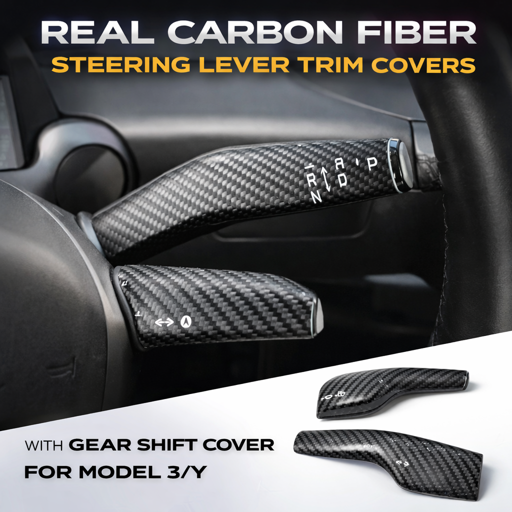 Tesstudio Real Carbar Steering Lever Trim Cover with Gear Shift Cover For Model 3/Y
