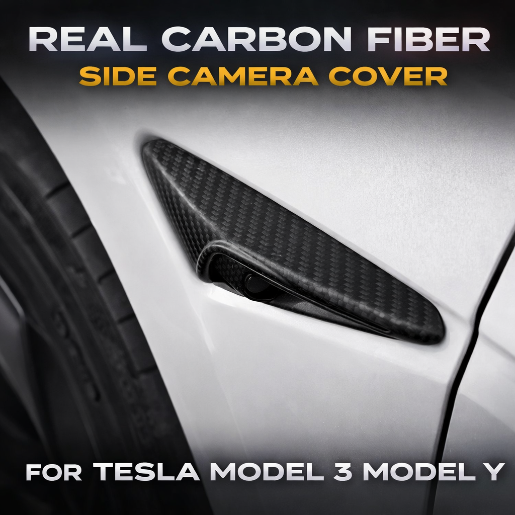 Tesstudio Real Carbon Fiber Side Camera Cover for Tesla Model 3 and Model Y