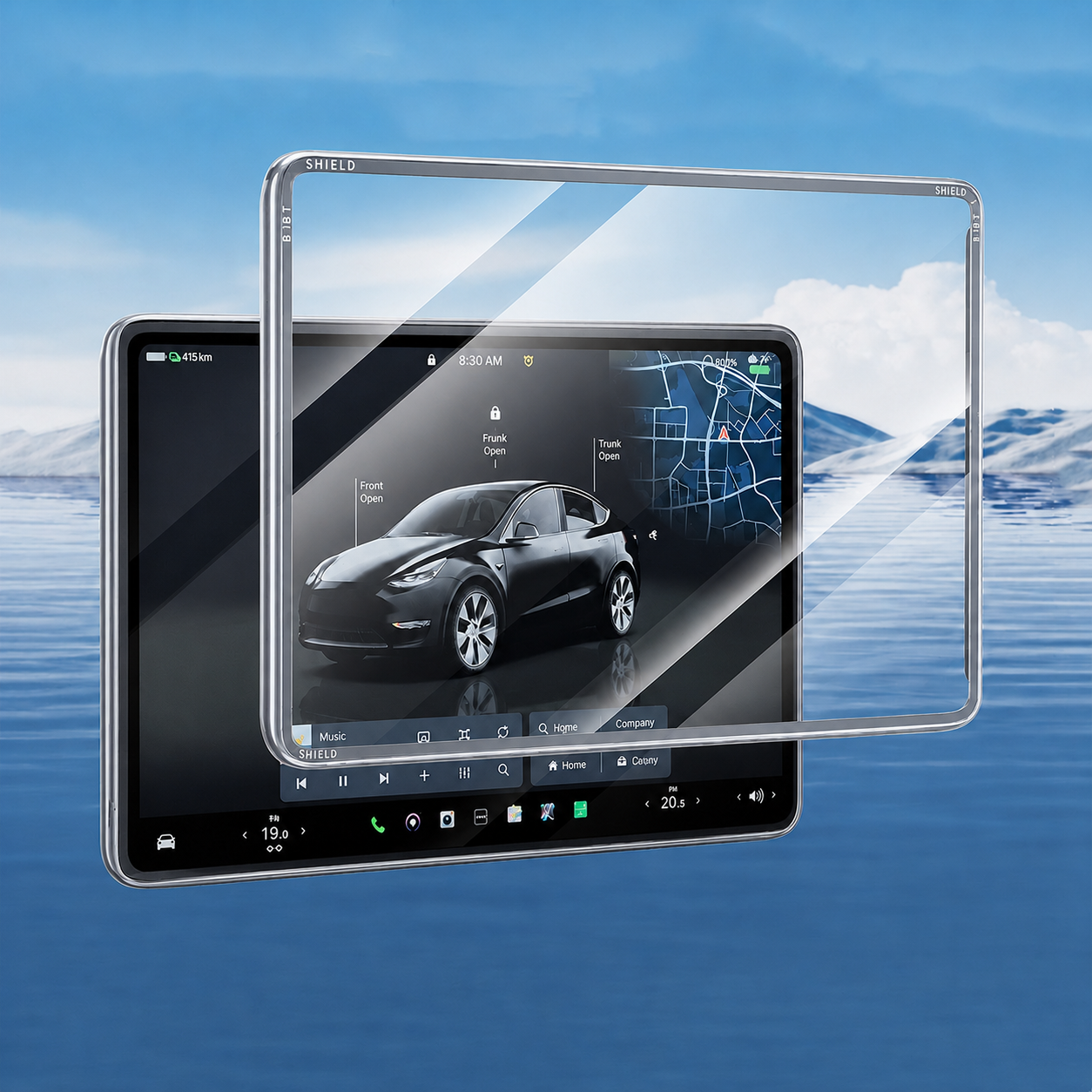 All-in-One Central Screen Tempered Glass & Frame Cover for Tesla Model 3/Y