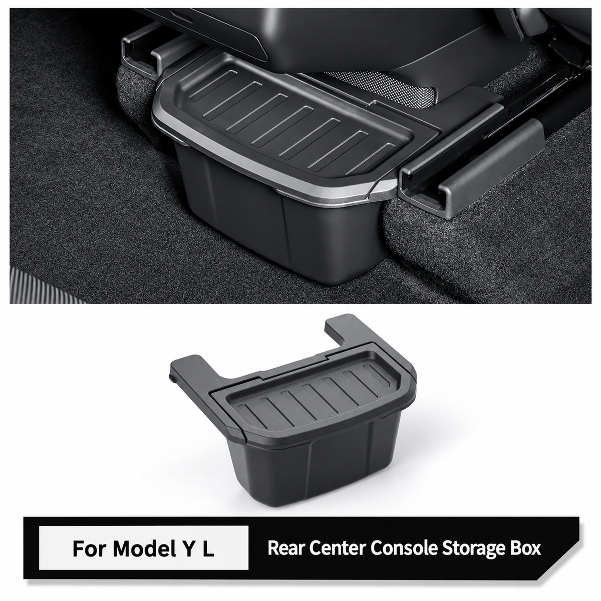 TPE Rear Armrest Storage Box with Flip-Top Lid for Tesla Model Y Juniper / Model Y L