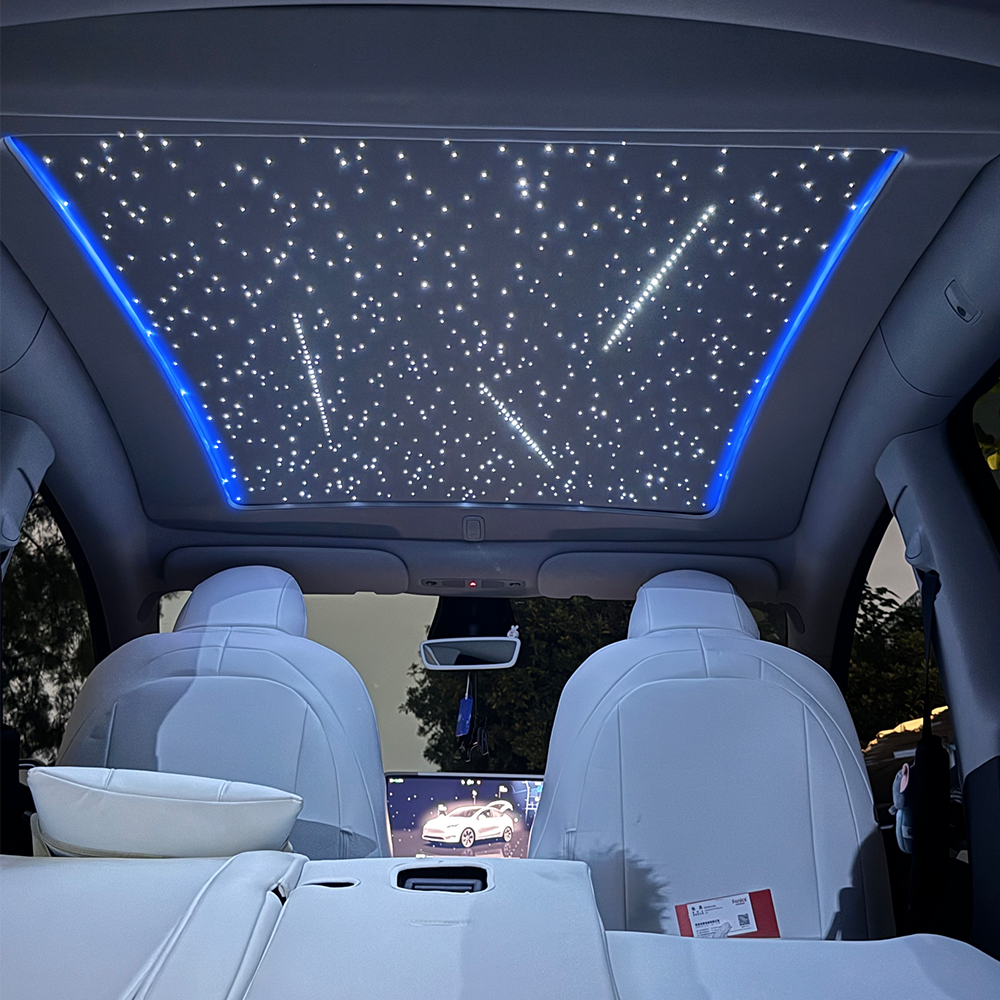 Tesstudio Smart Voice-Controlled Starry Sunshade for Tesla Model Y / Y Juniper | Enjoy the Rolls-Royce Starry Sky