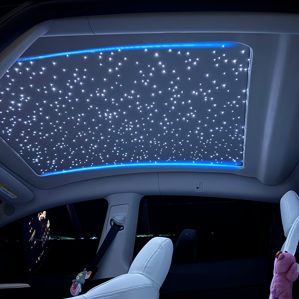 Tesstudio Smart Voice-Controlled Starry Sunshade for Tesla Model Y / Y Juniper | Enjoy the Rolls-Royce Starry Sky