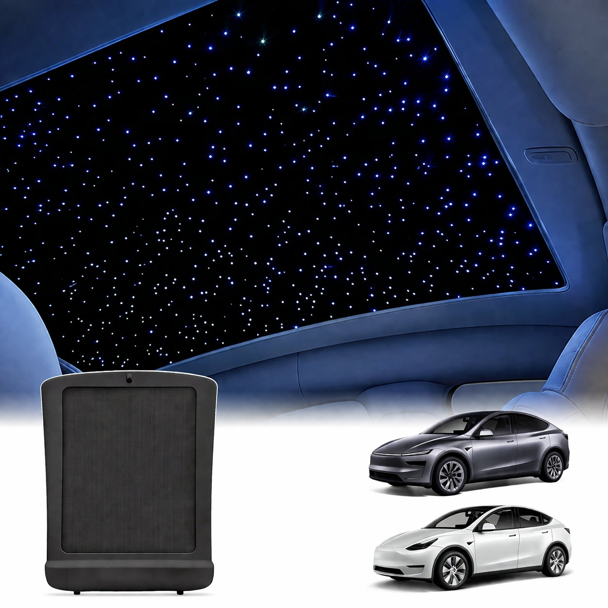 Smart Voice-Controlled Starry Sunshade for Tesla Model Y / Y Juniper / Cybertruck | Enjoy the Rolls-Royce Starry Sky - Tesstudio