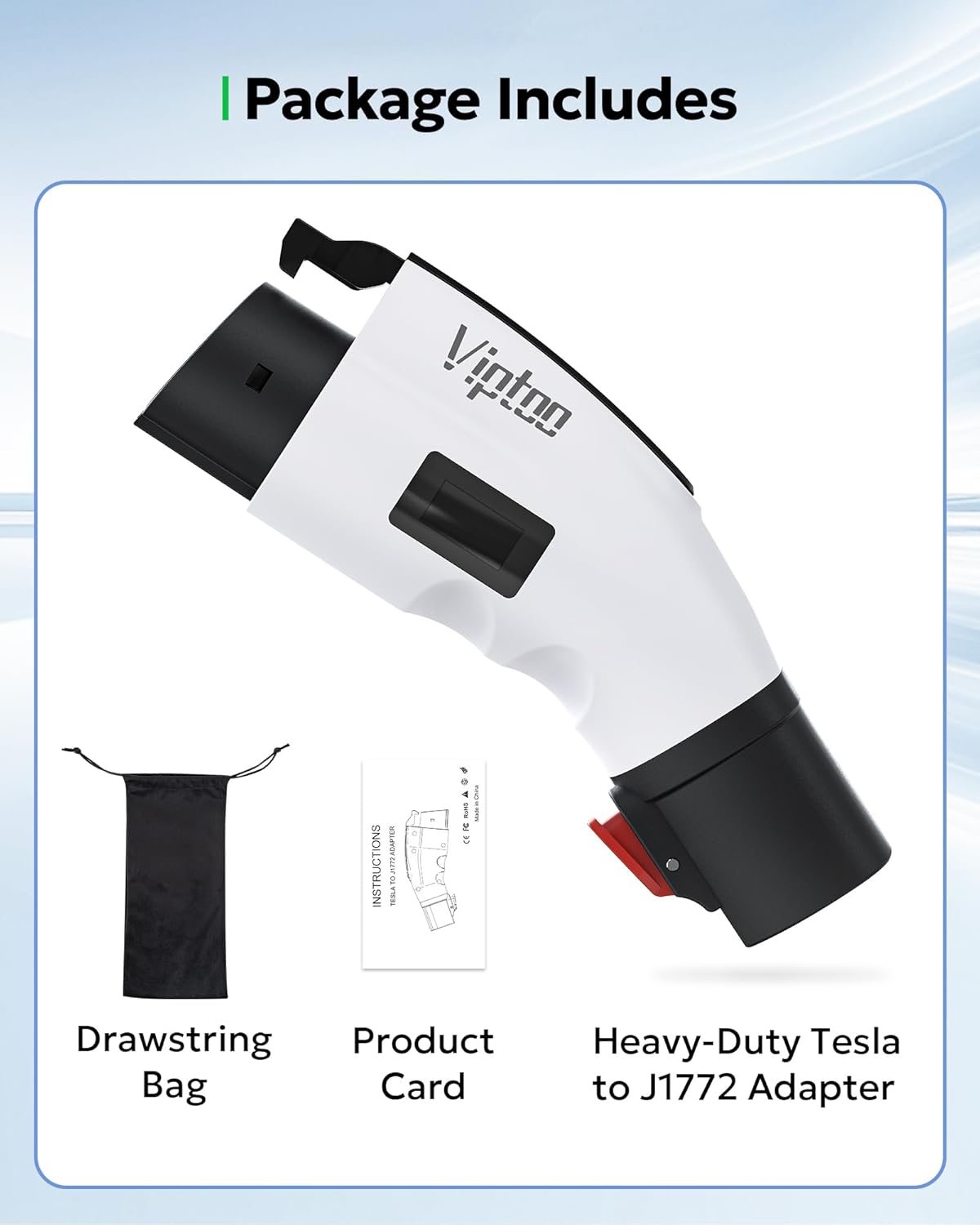 Charger Connectors Tesla to J1772 Adapter with Screen Display 60Amp 250V Converter with Press-Lock