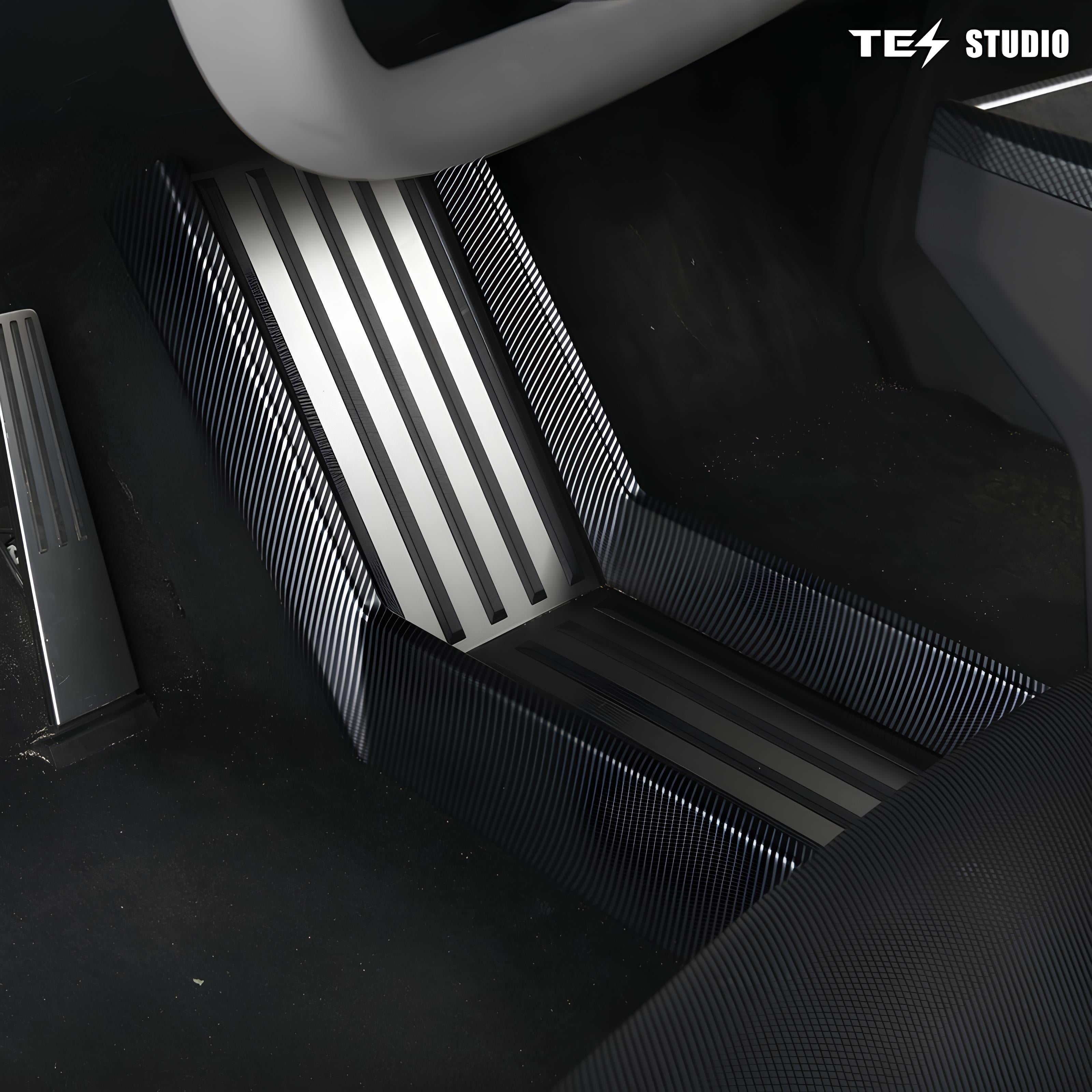 Lower Center Console Side Trim Covers (Carbon Fiber Pattern ABS) For Tesla Cybertruck Accessories