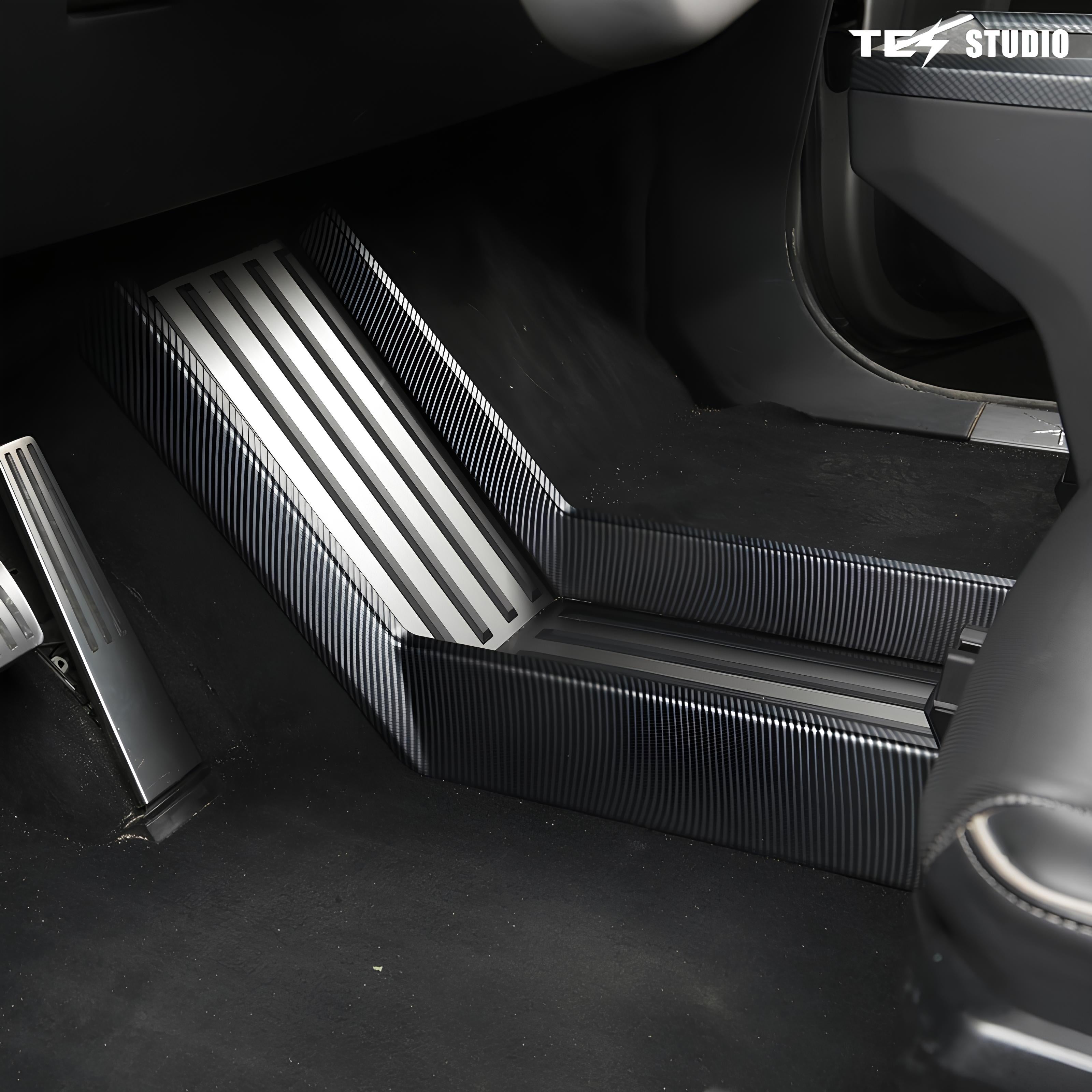 Lower Center Console Side Trim Covers (Carbon Fiber Pattern ABS) For Tesla Cybertruck Accessories