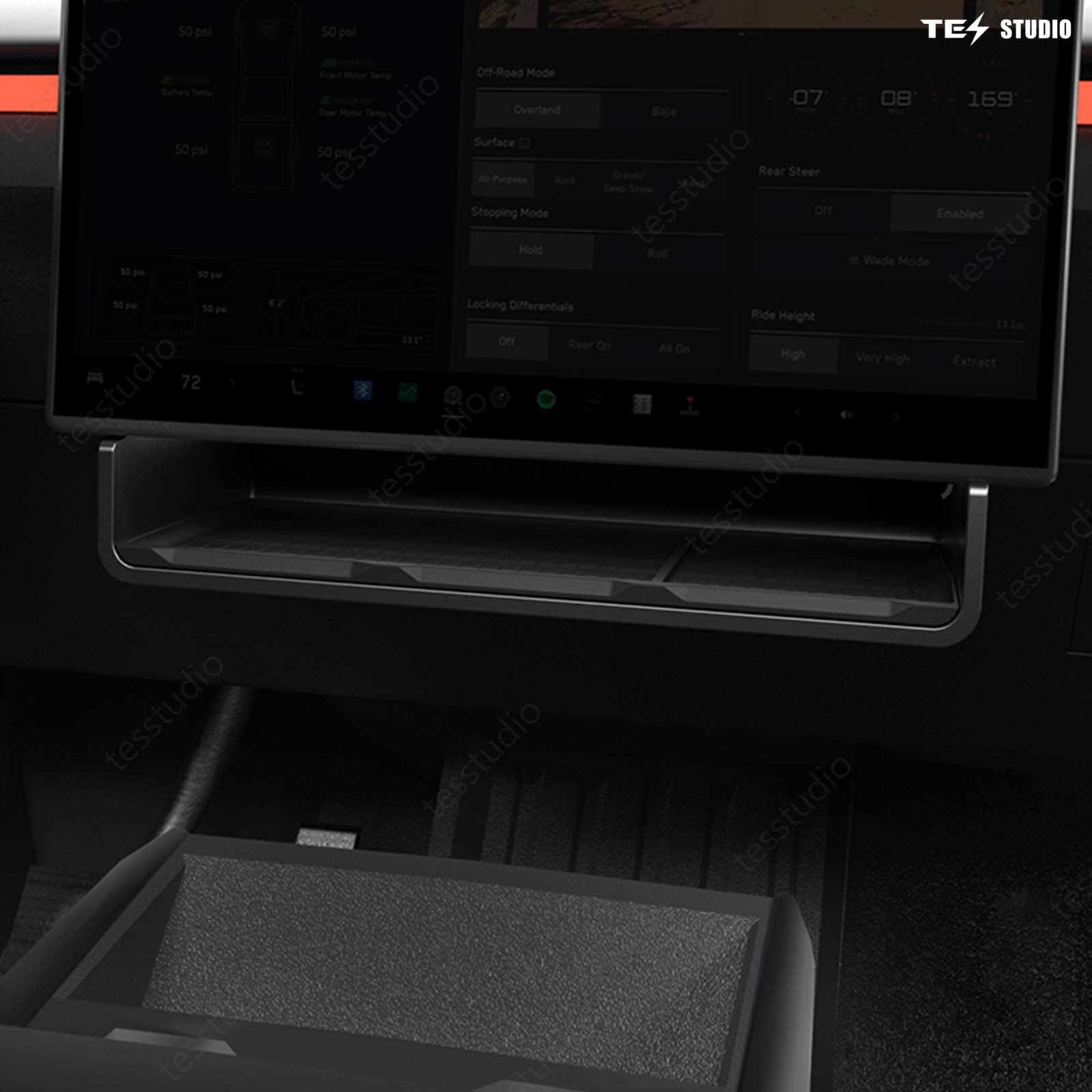 Tesla Cybertruck Under Screen Storage Organizer Storage Boxes Under Center Display Hidden Shelf Tray Cybertruck Underseat Storage Bin Tesstudio®
