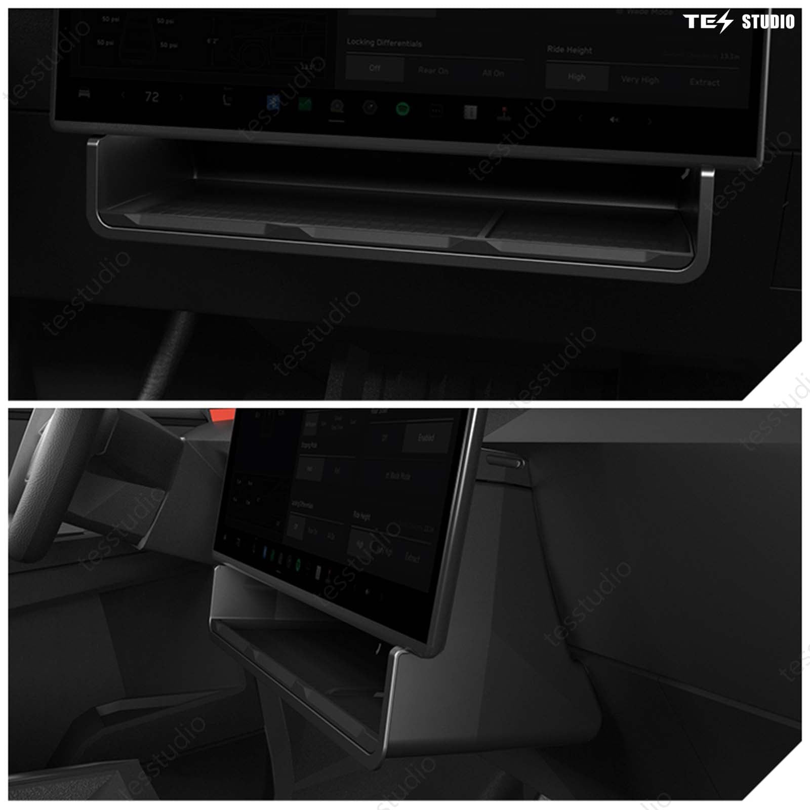 Tesla Cybertruck Under Screen Storage Organizer Storage Boxes Under Center Display Hidden Shelf Tray Cybertruck Underseat Storage Bin Tesstudio®