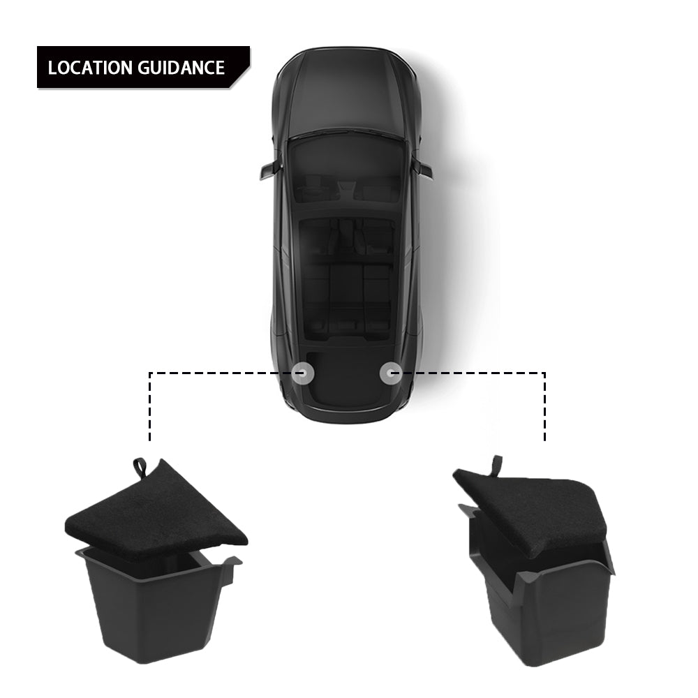 Tesla Model Y Juniper & Standard Trunk Organizer Bins | Waterproof TPE Storage with Carpeted Lids