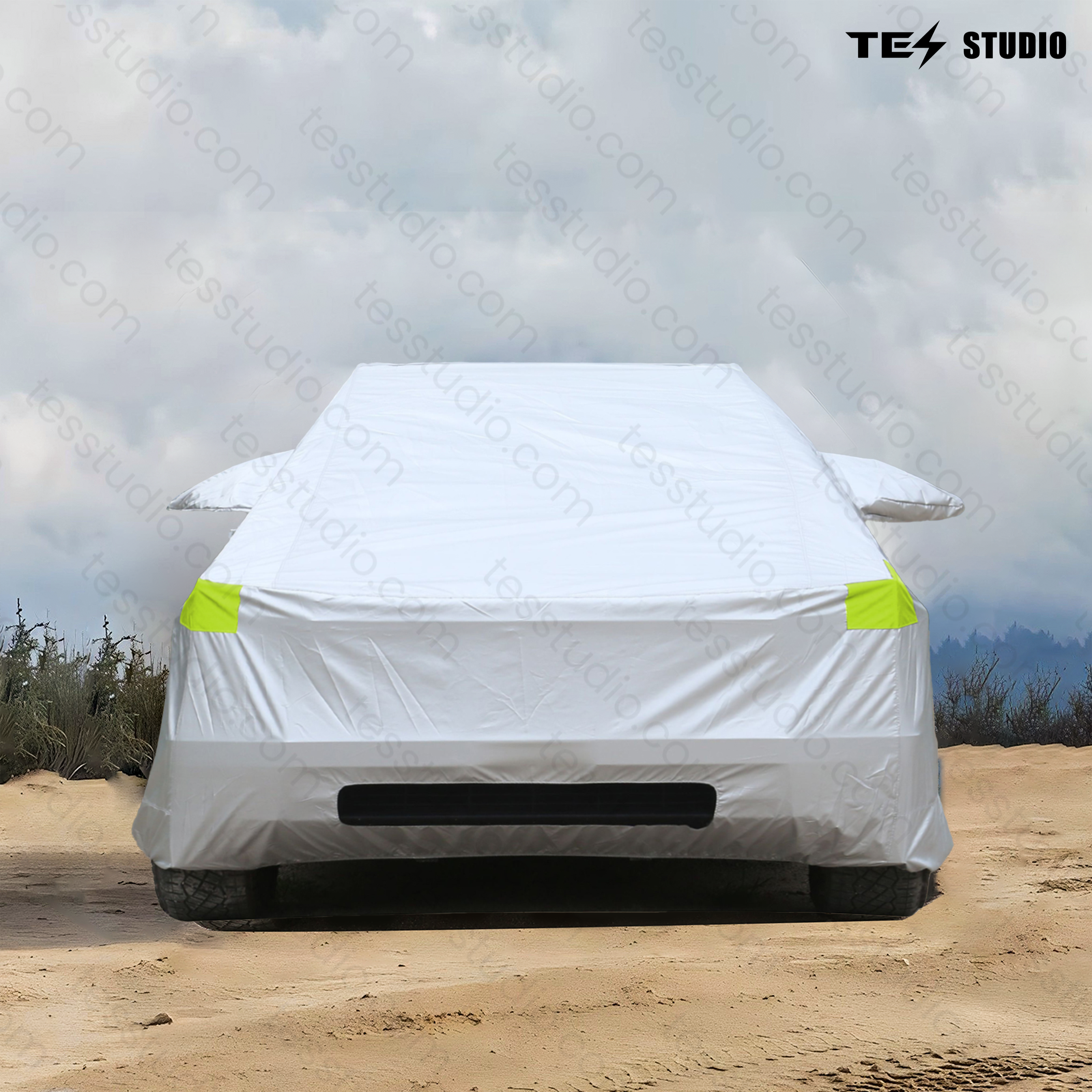 Tesla Cybertruck Accessories All Weather Car Covers with Zipper Door Waterproof Windproof Band All-Season Protection Tesstudio®