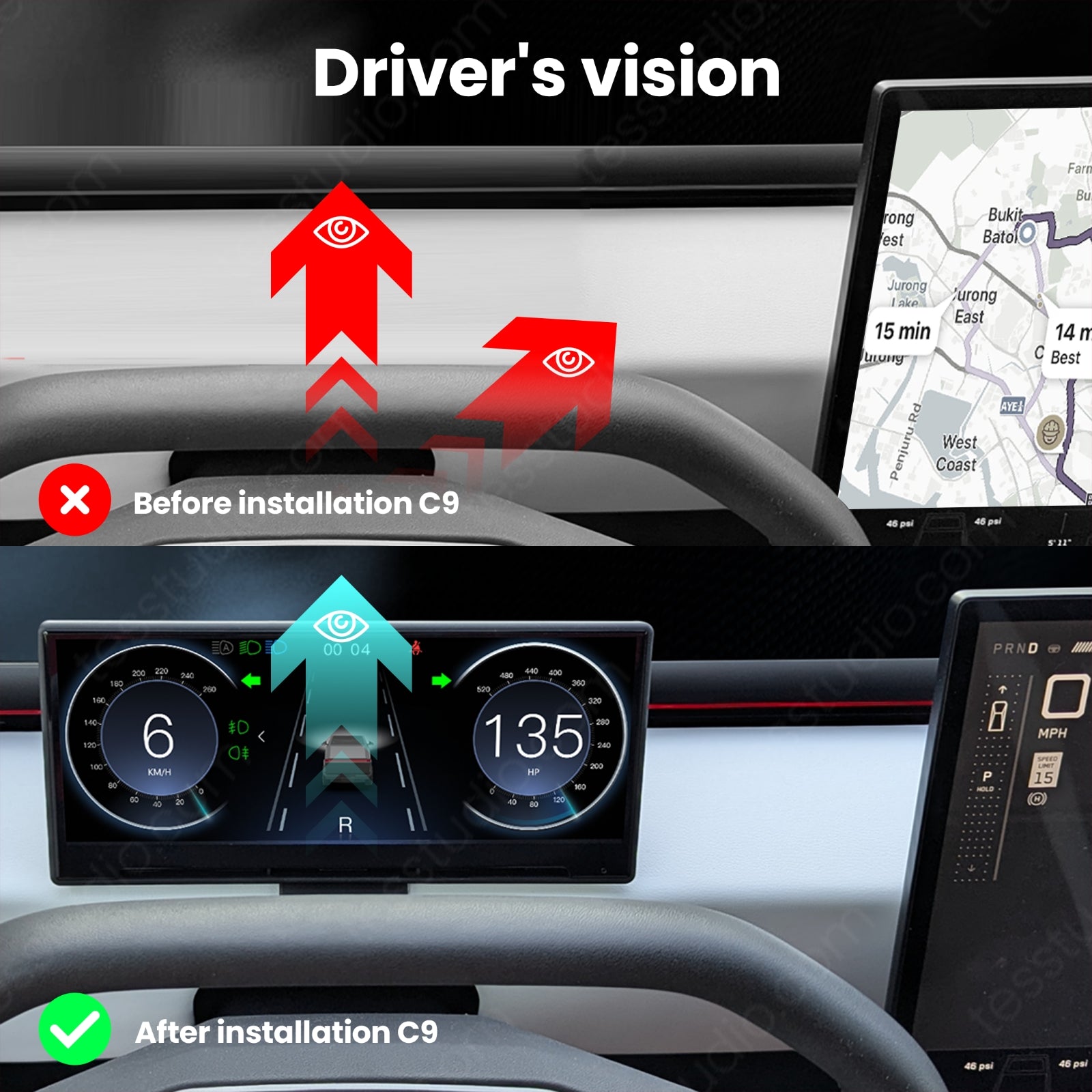 Tesla Cybertruck Dashscreen Cybertruck Dashboard Screen C9 Head Up Display Instrument Cluster Cybertruck Gauge Cluster Lcd Display Tesstudio®