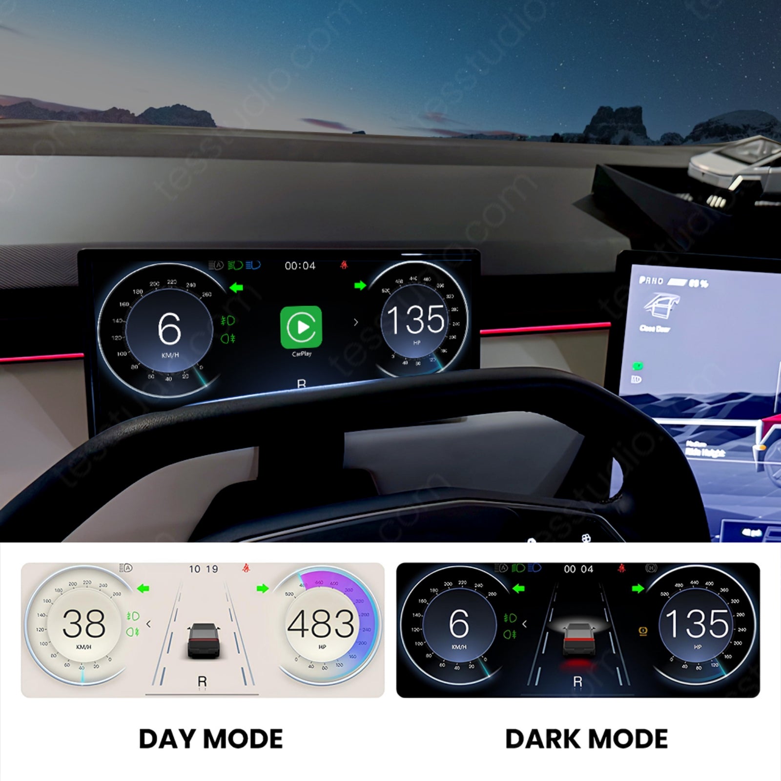 Tesla Cybertruck Dashscreen Cybertruck Dashboard Screen C9 Head Up Display Instrument Cluster Cybertruck Gauge Cluster Lcd Display Tesstudio®