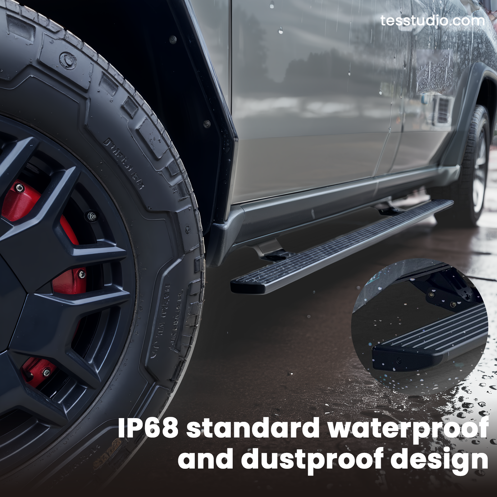 Tesla Cybertruck Accessories Power Running Boards For Trucks Side Steps Brackets Nerf Bars Power Steps Tesstudio®