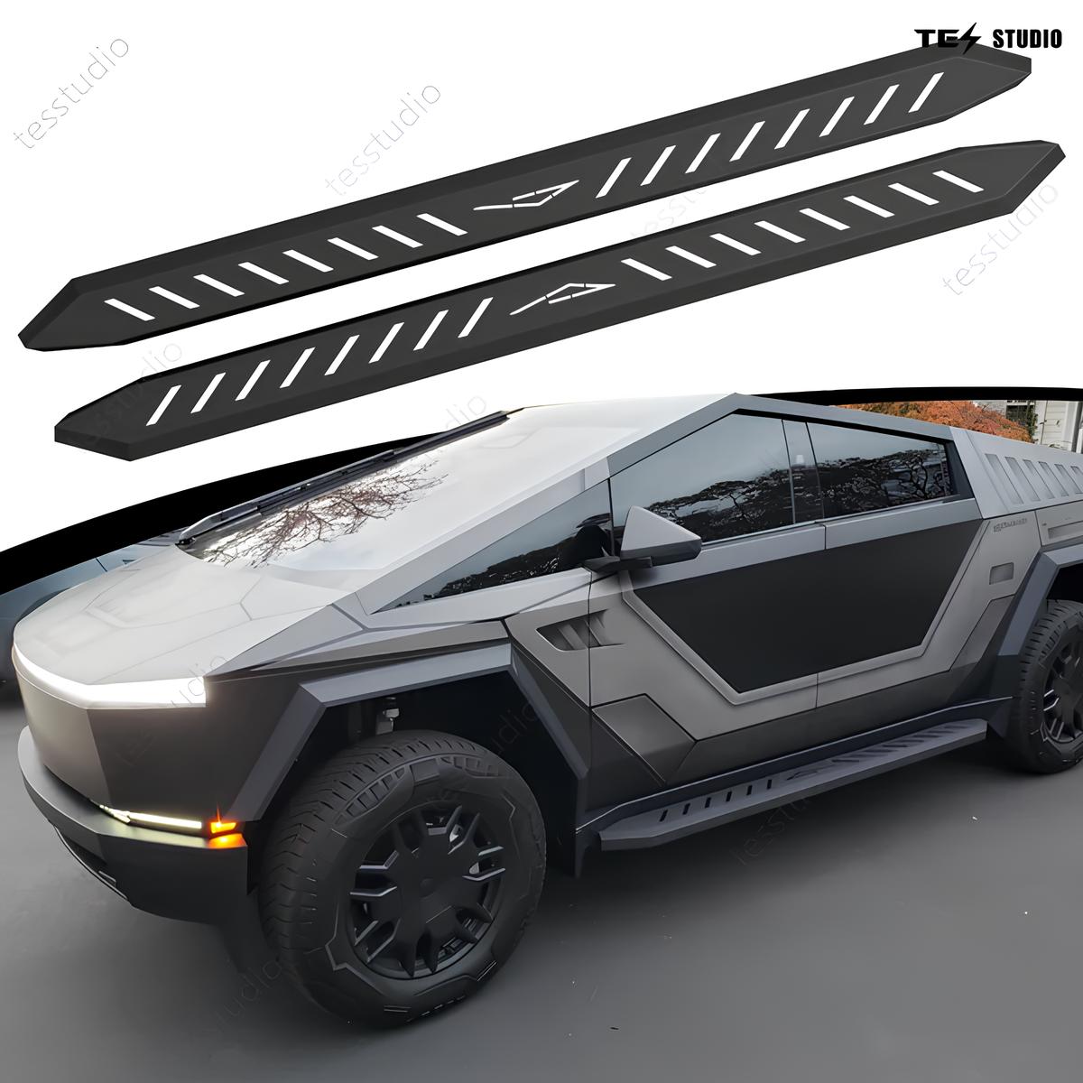 Tesla Cybertruck Accessories Running Boards Side Steps Exterior Brackets Nerf Bars Tesstudio