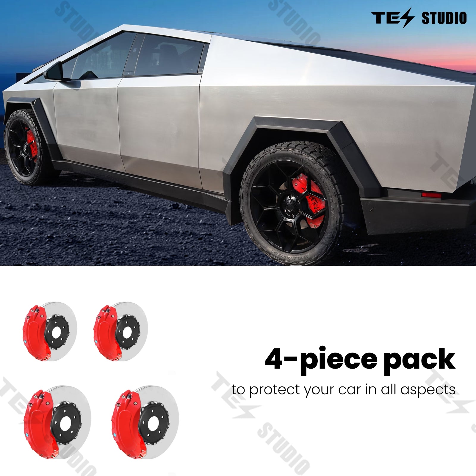 Tesla Cybertruck Brake Caliper Cover Red Yellow Cybertruck Wheel Caliper Covers Tesstudio®