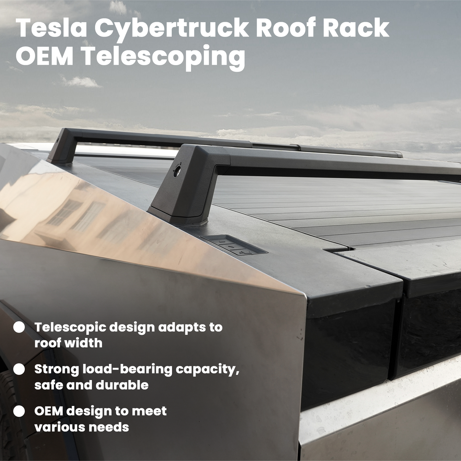 Tesla Cybertruck Crossbars Roof Rack Cargo Rack Rails Cybertruck Cargo Carriers Cybertruck Crossbars OEM Tesstudio®