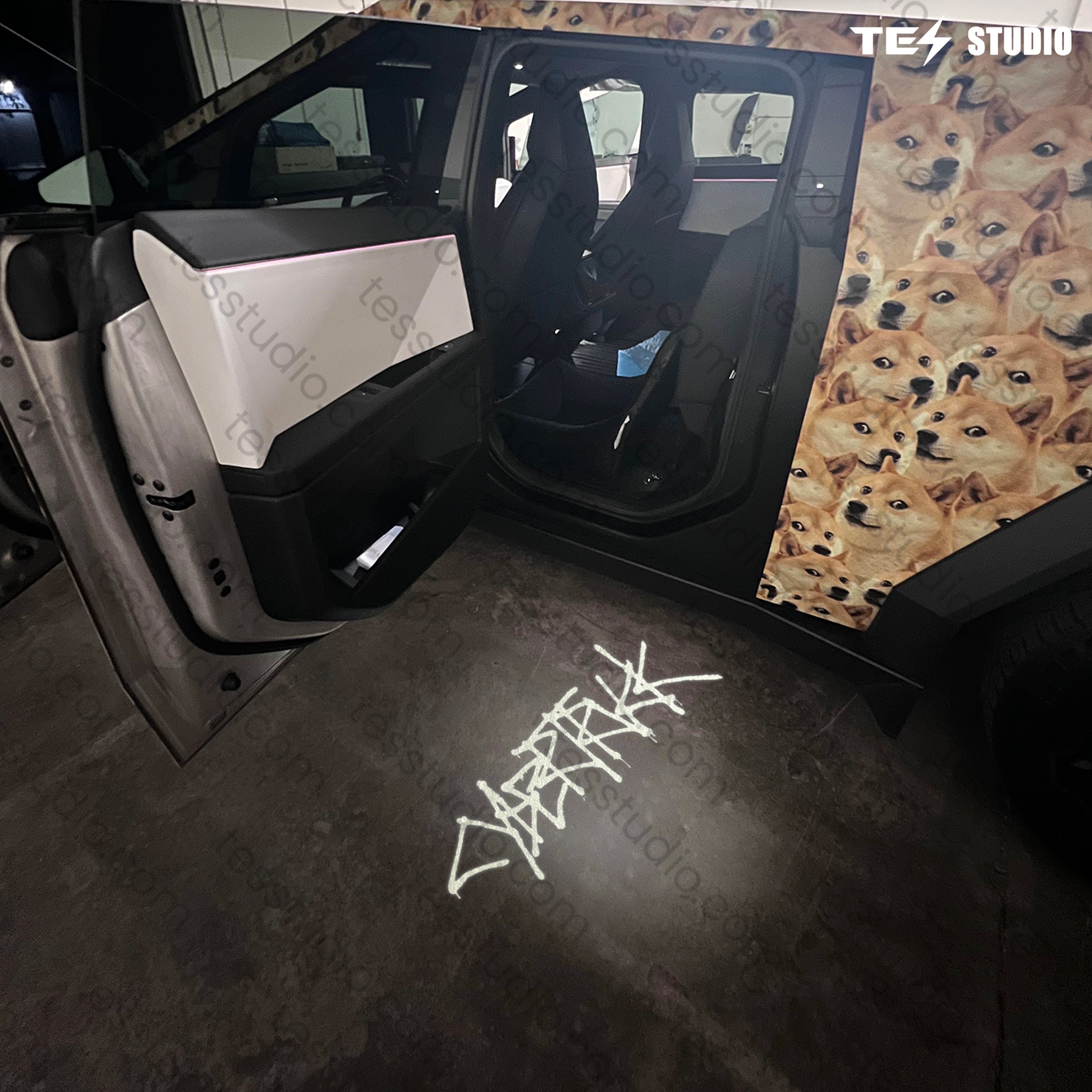 Tesla Cybertruck Projection Lights Door Step Light Tesstudio®-Cricut Friendly Cybertruck Logo