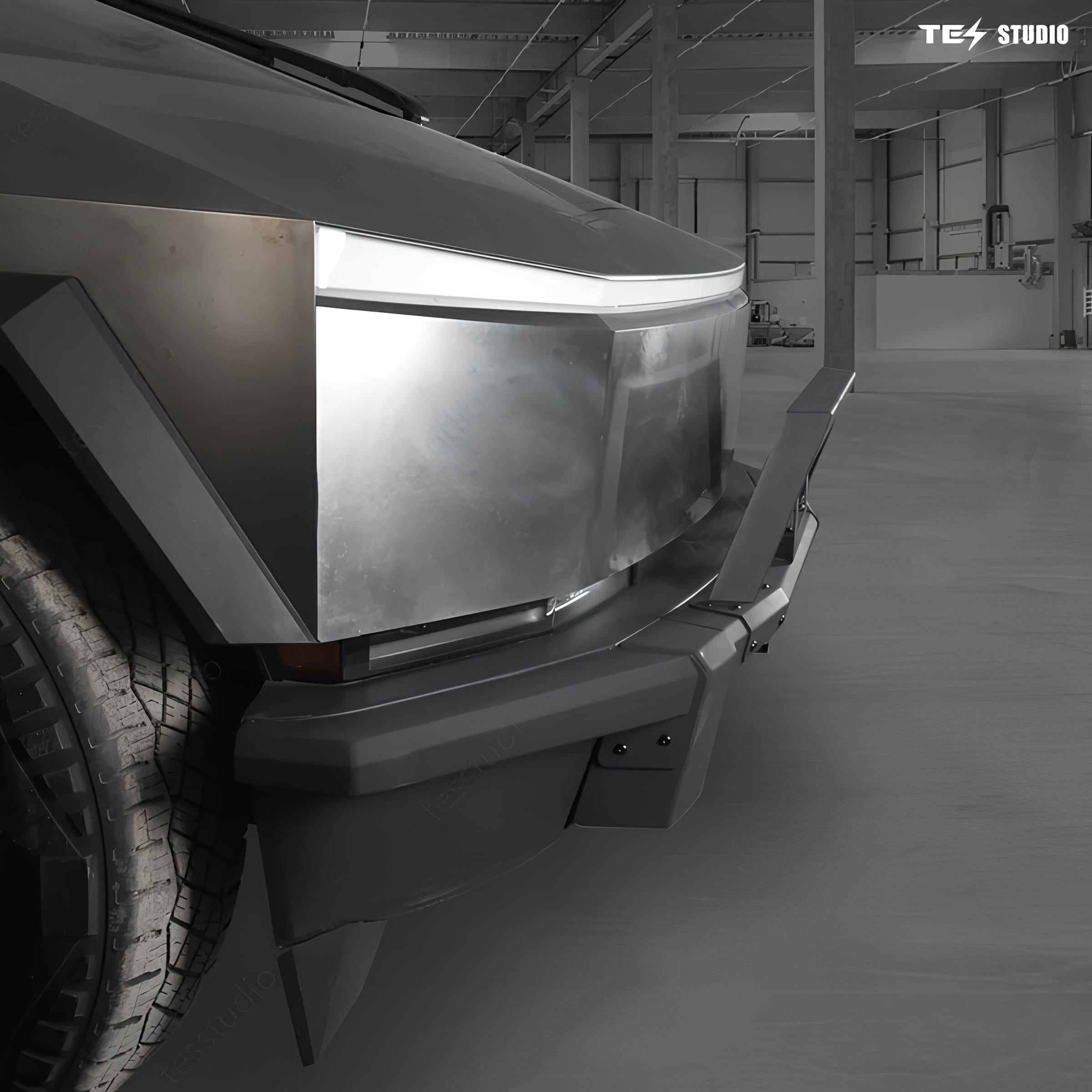 Steel Front Bumper with Black Texture For Tesla Cybertruck