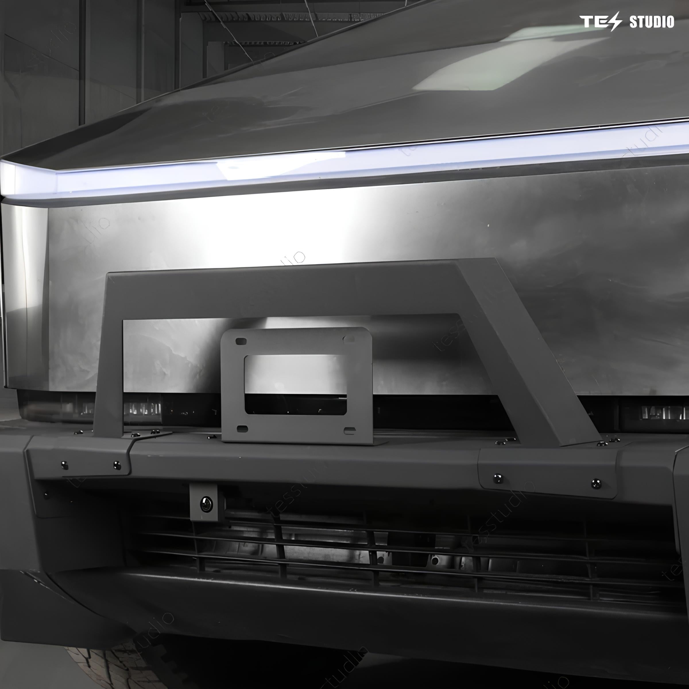 Steel Front Bumper with Black Texture For Tesla Cybertruck