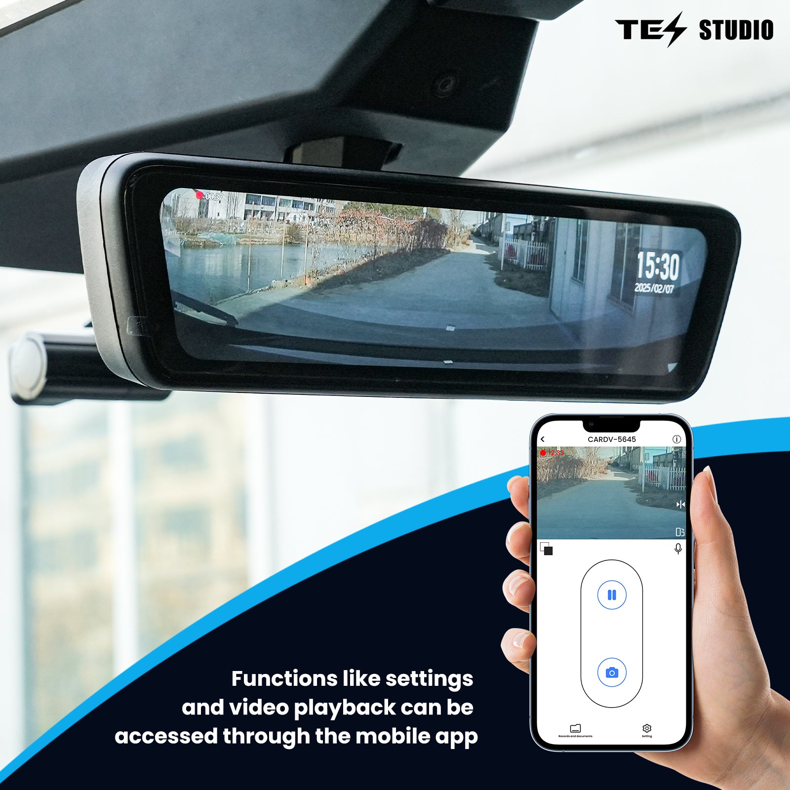 Tesla Cybertruck Streaming Rearview Mirror S8 Plus – Dual Recording, Night Vision, APP Control - Tesstudio