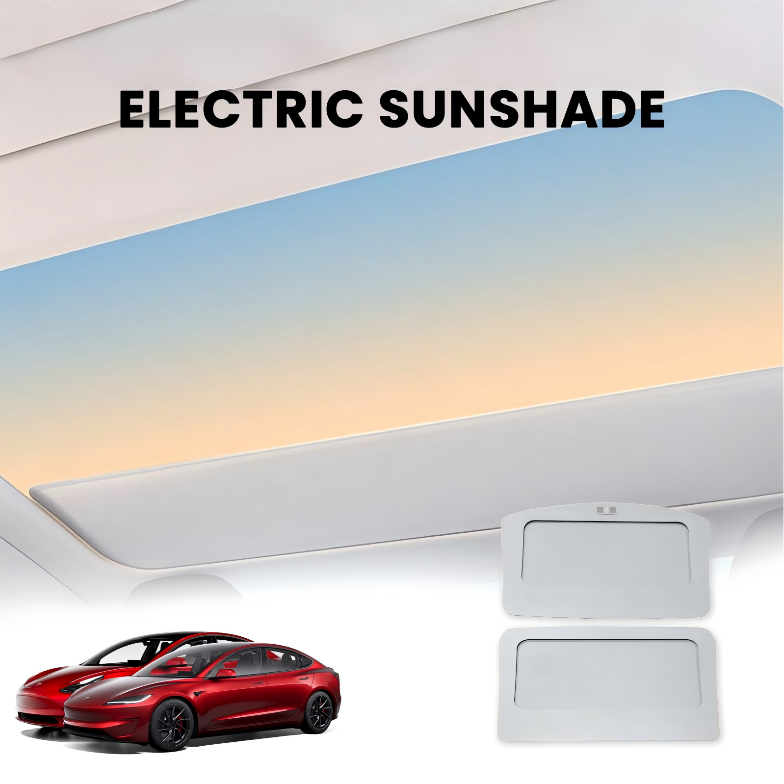 Tesla Model 3/3 Highland Voice-Controlled Electric Sunshade Roof Shade Model 3 (02/2019 - 07/2023) / Fabric / 1 Control Button