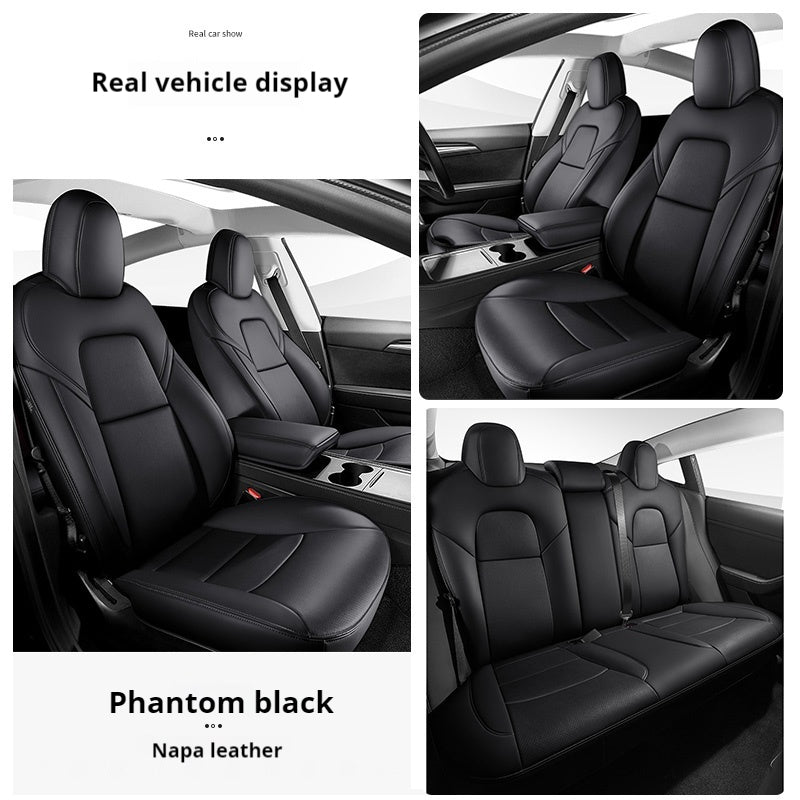Tesstudio Tesla Model 3 2025 Premium Seat Covers – Nappa Leather Phantom Black Luxury Comfort