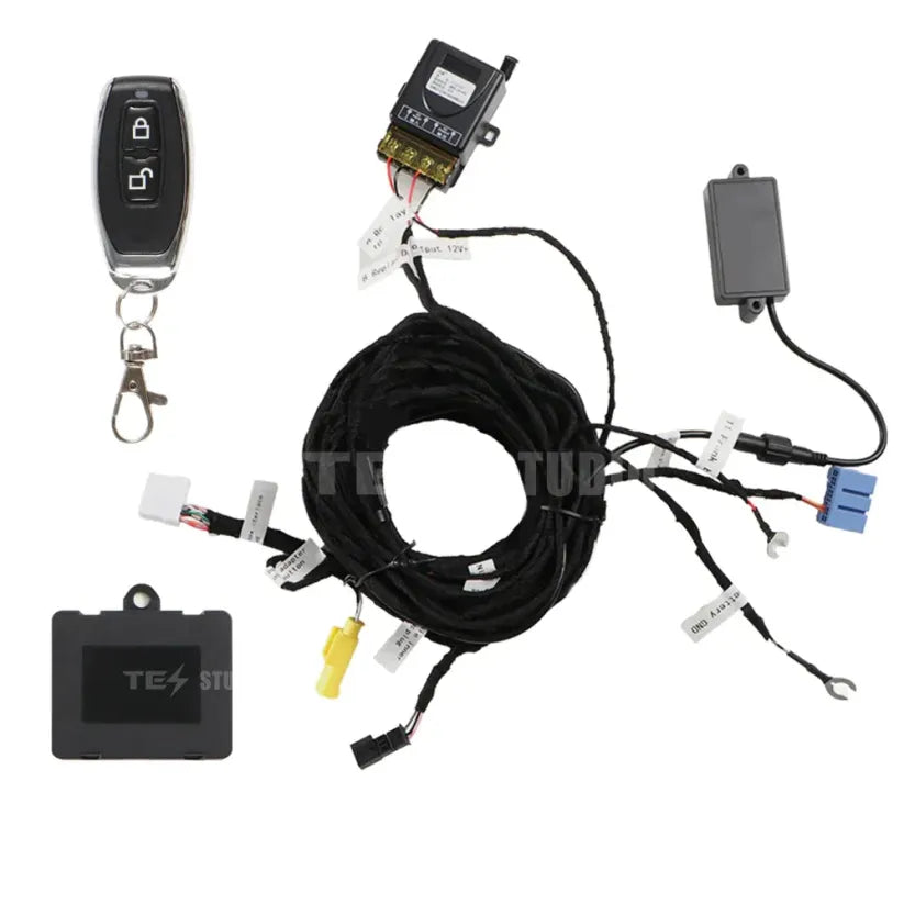 frunk accessories — remote key-fob trigger in use