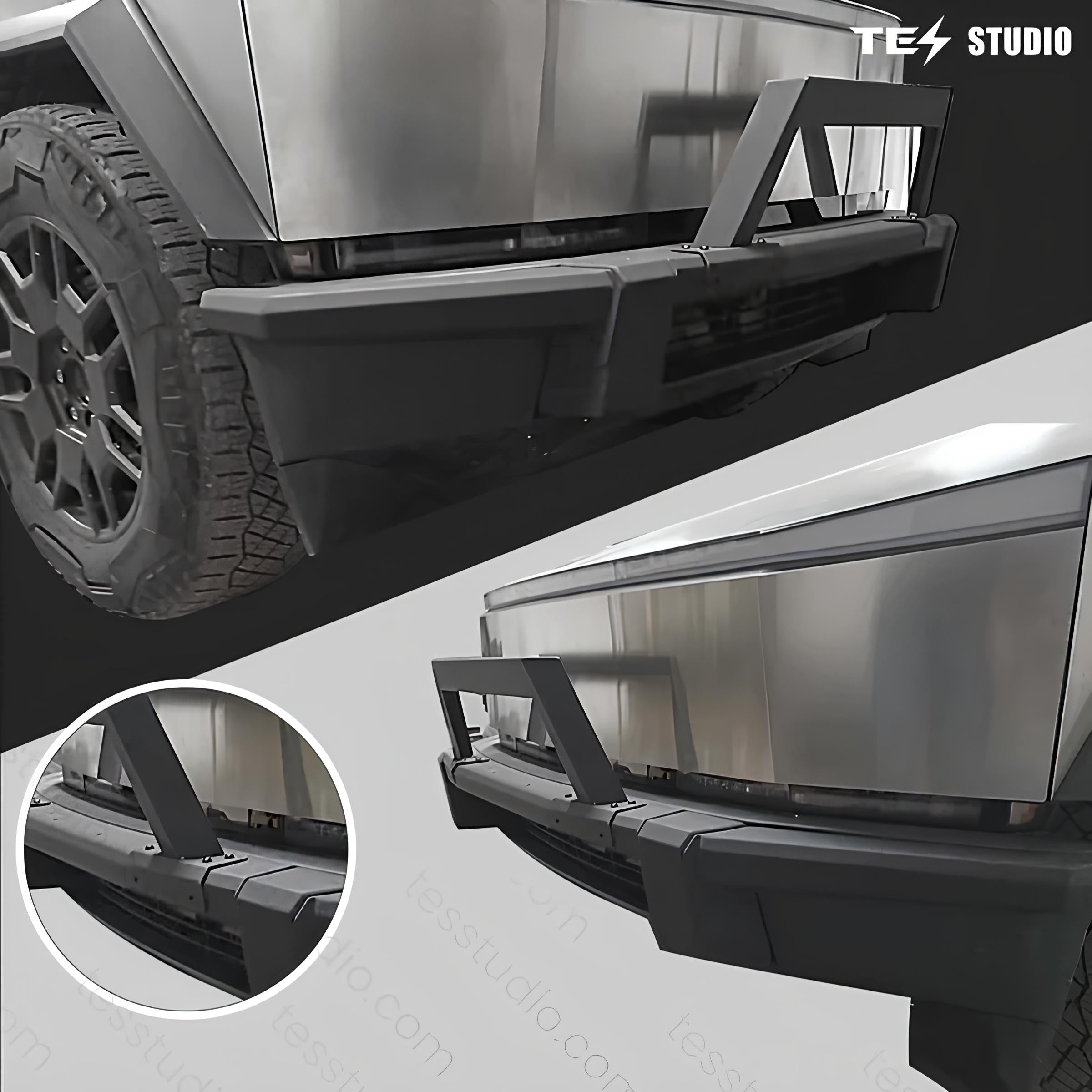 Steel Front Bumper with Black Texture For Tesla Cybertruck