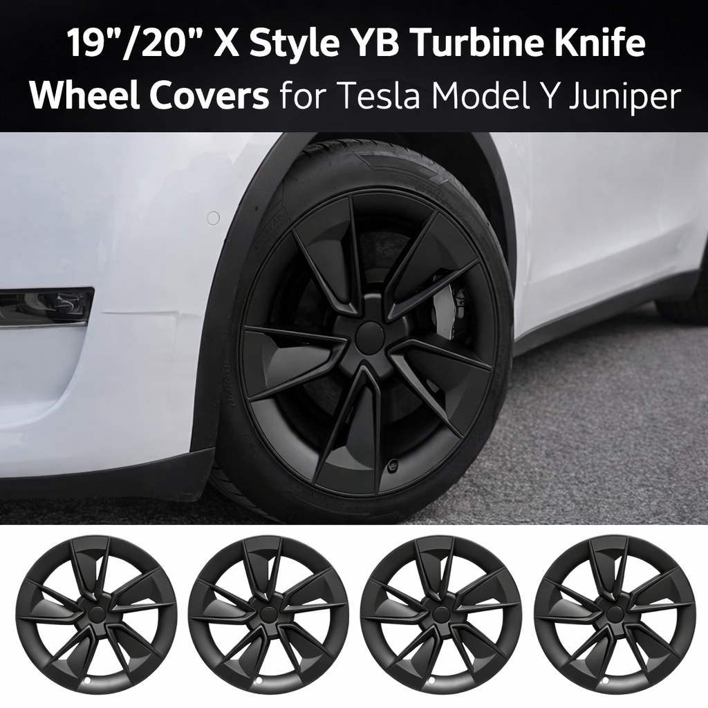 Tesstudio 19”20” X Style Turbine Wheel Covers for Tesla Model Y Juniper – Matte Black