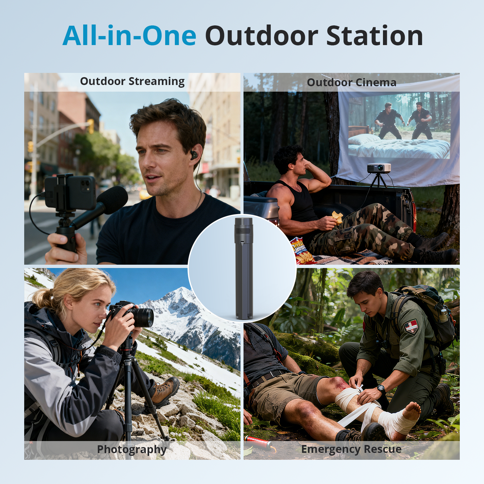 Tesstudio All-in-One Outdoor Power Station Versatile for Streaming Cinema Photography Emergency