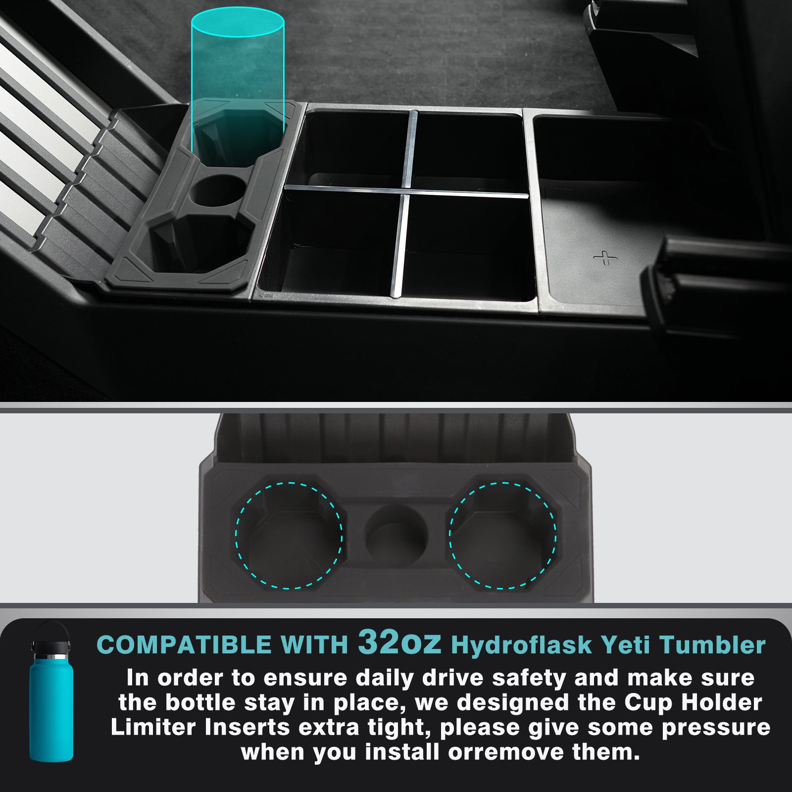 Cybertruck Screen Back Tray+ Cup Holder Front Tray