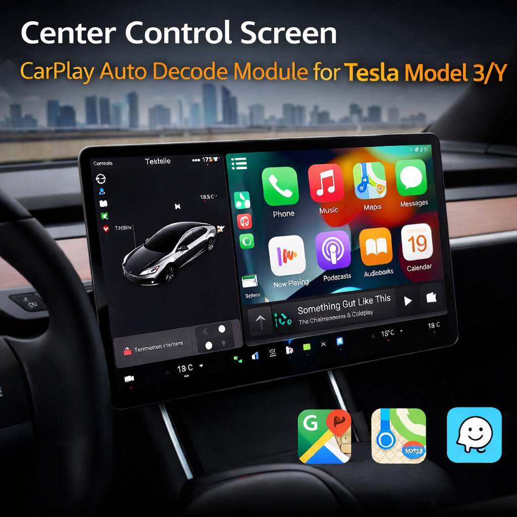 Tesstudio Center Control Screen CarPlay Auto Decode Module for Tesla Model 3 & Y