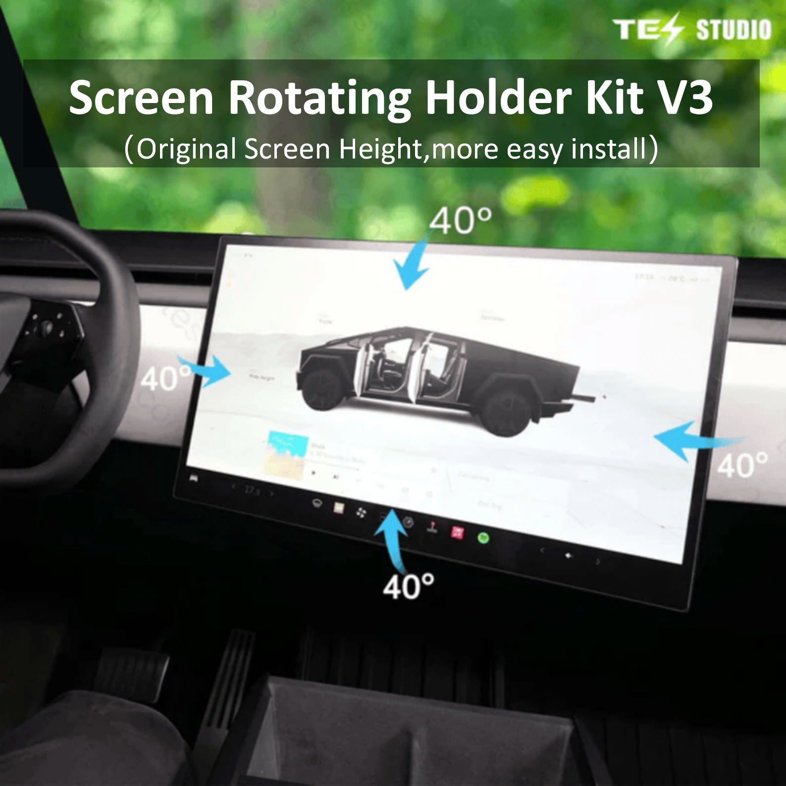 Tesstudio Center Screen Swivel Rotating Mount Kit For Cybertruck Swivel Bracket Mount Kit V3(More Easy Install)