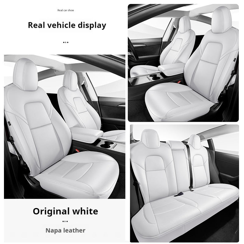 Tesstudio Luxury Premium Tesla Seat Covers For Model 3/3 Highland/Y/Y Juniper / Nappa-White