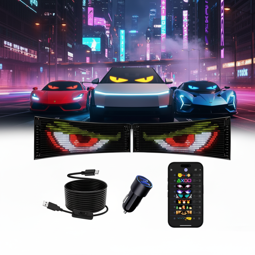 Tesstudio Multifunctional Bright Programmable Flex LED Display for Cars/SUVs/Trucks/Tesla/Multi-Scene