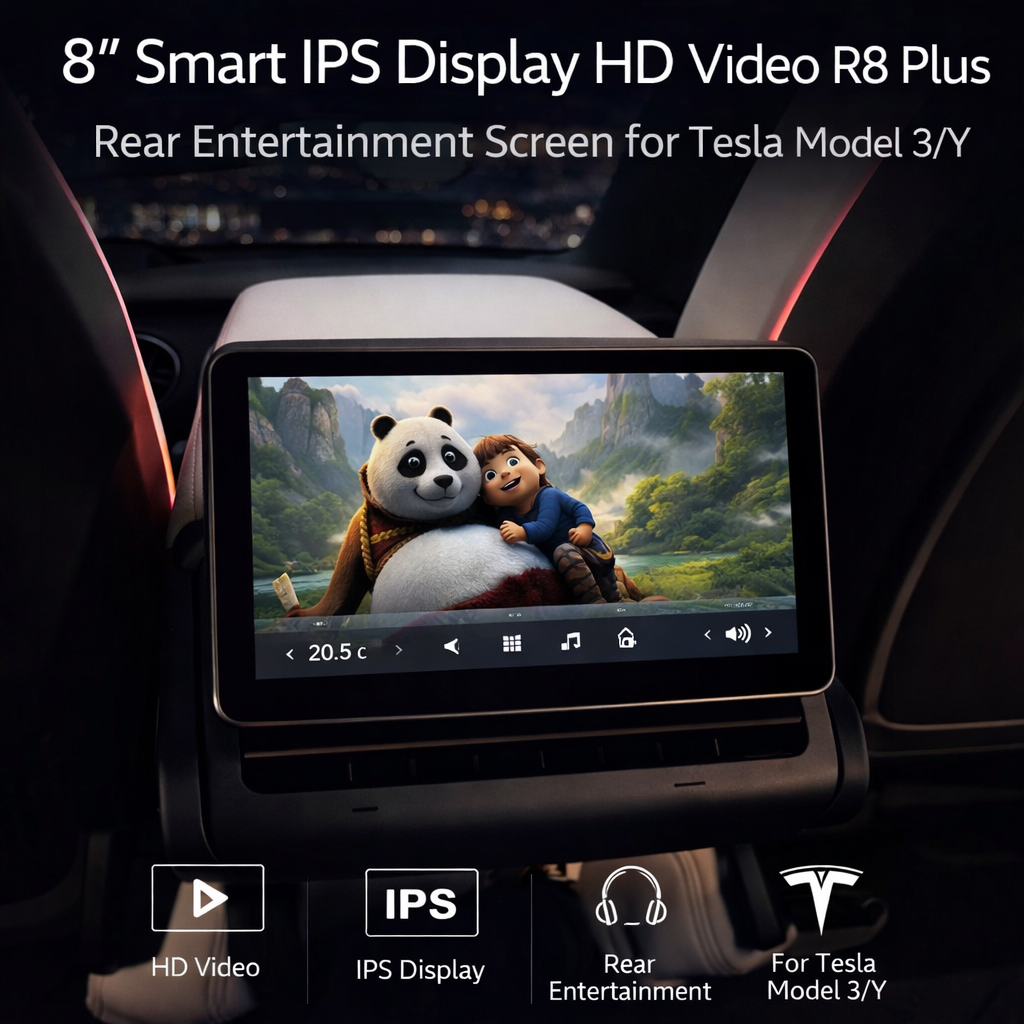 8 Inch Smart IPS Display HD Video R8 Plus Rear Entertainment Screen for Tesla Model 3/Y