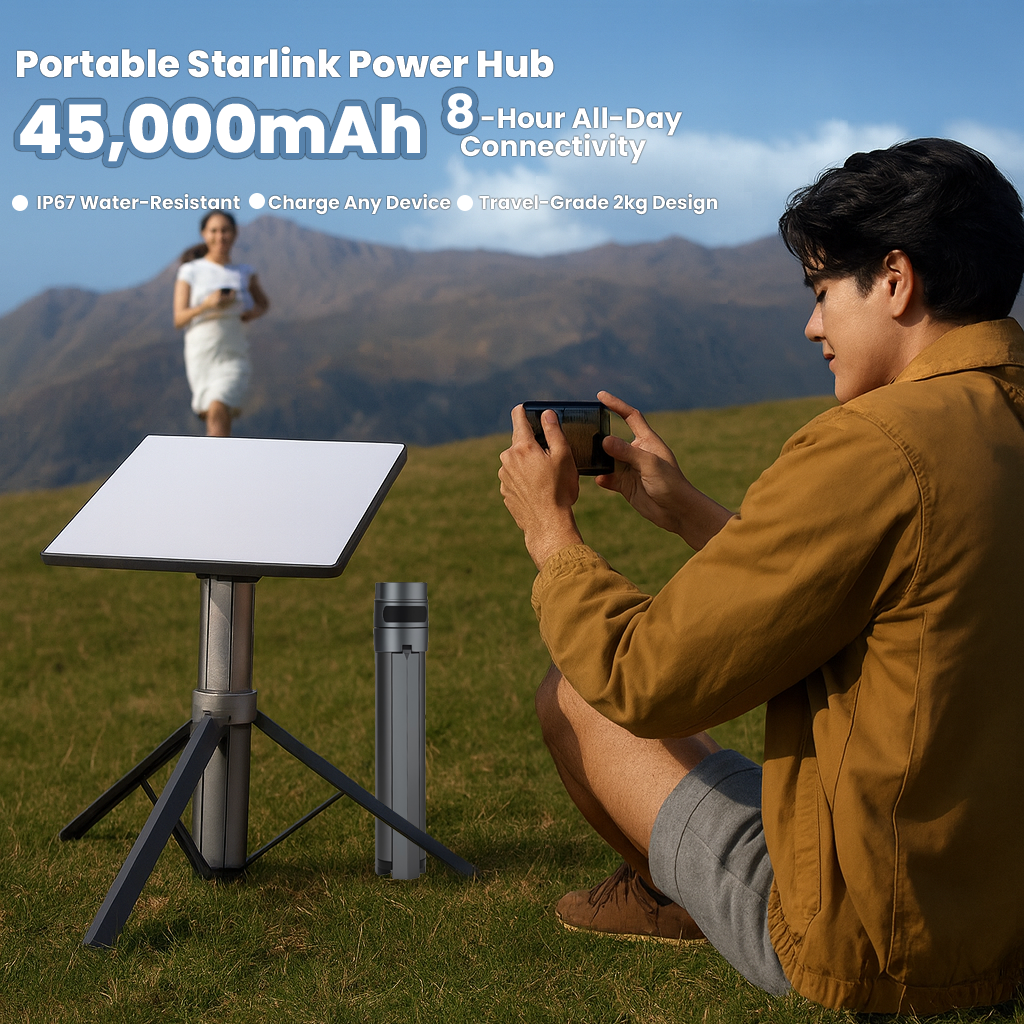 Tesstudio Starlink Mini Power Stand 8H All-Day Power with Integrated Tripod | Go Further Stay Online