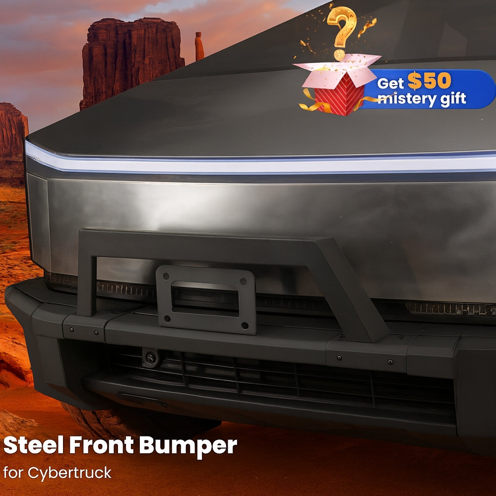Steel Front Bumper with Black Texture For Tesla Cybertruck