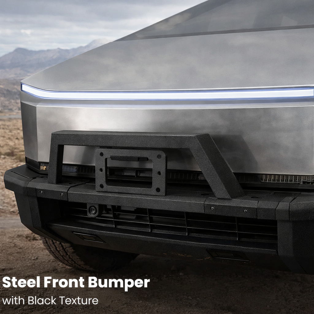 Tesstudio Steel Front Bumper with Black Texture For Tesla Cybertruck