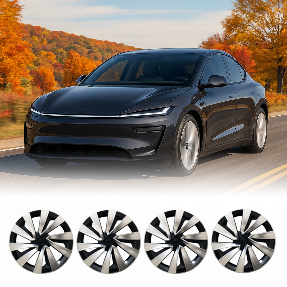 Tesstudio Style 19" YB Turbine Wheel Covers Tesla Black Hub Caps for Tesla Model Y Juniper