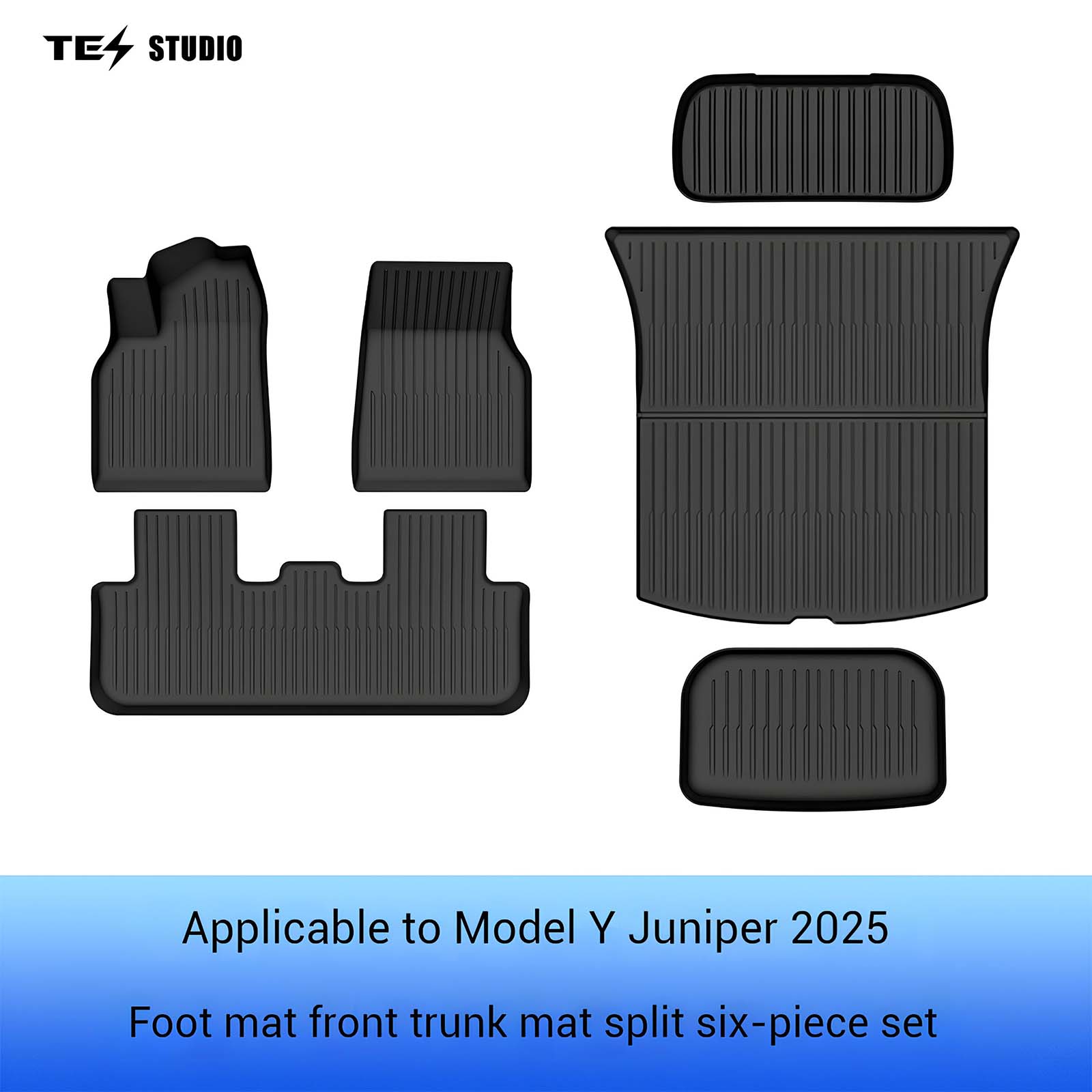 Tesstudio TPE Mats Floor Mats For Tesla Model Y Juniper Floor Mats + Front And Rear Mats Split (6pcs) - Left-hand drive