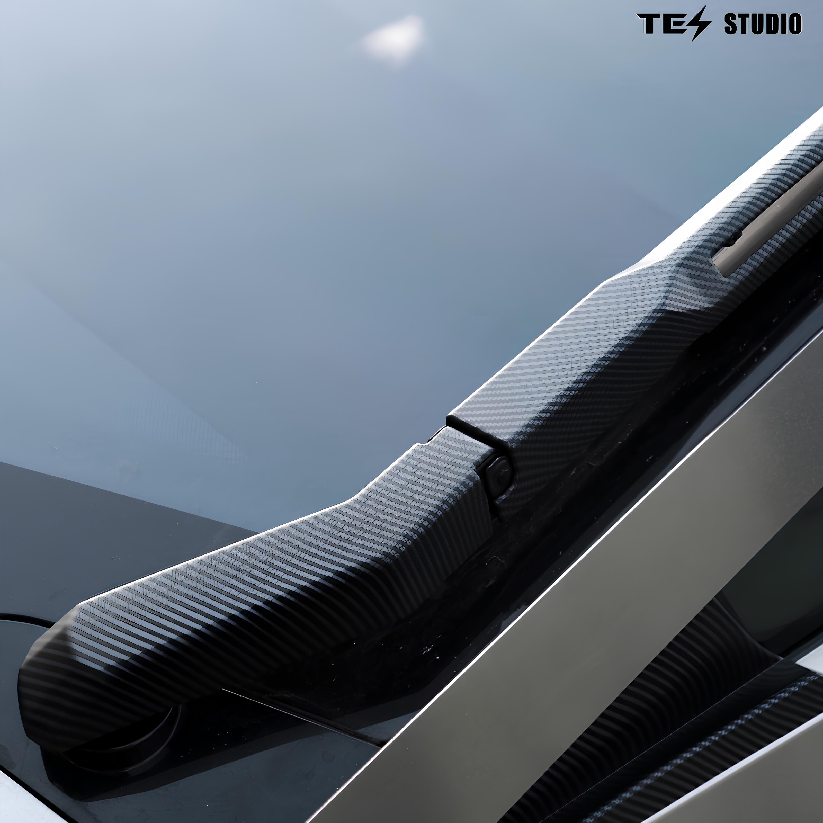 Tesstudio Windshield Wiper Blade Covers (Carbon Fiber Pattern ABS) For Tesla Cybertruck Accessories