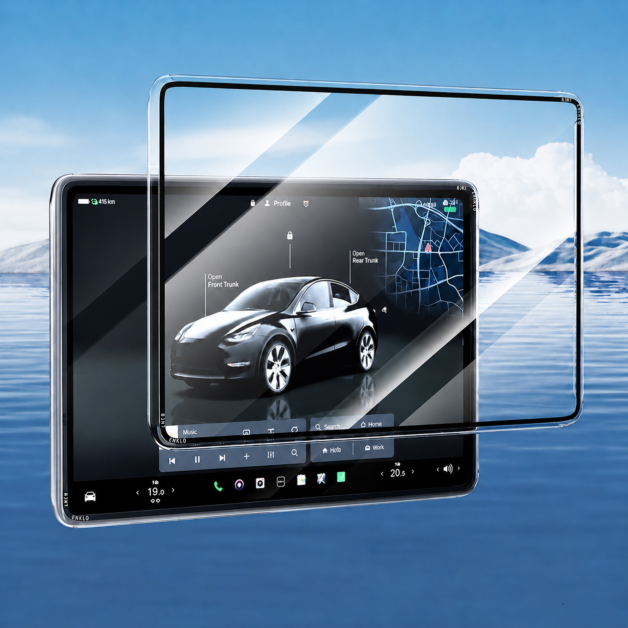 All-in-One Central Screen Tempered Glass & Frame Cover for Tesla Model 3/Y