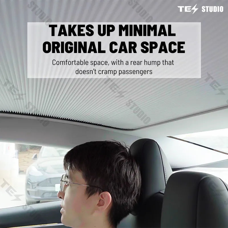 Tesstudio Tesla 액세서리 Tesla Model 3/Highland 3(패브릭)/테슬라 모델 3/하이랜드 3용 음성 제어 접이식 지붕 차양 Tesstudio 테슬라 액세서리 ethous 제어 루프 선쉐이드(패브릭)