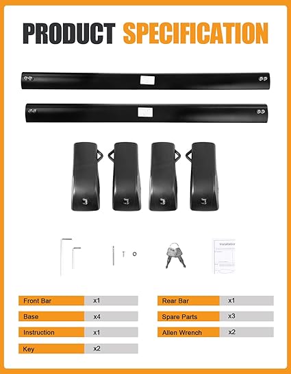300 lbs Lockable Aluminum Roof Rack Cross Bars for Toyota RAV4 Adventure/TRD Off-Road 2019-2024 with Raised Side Rails