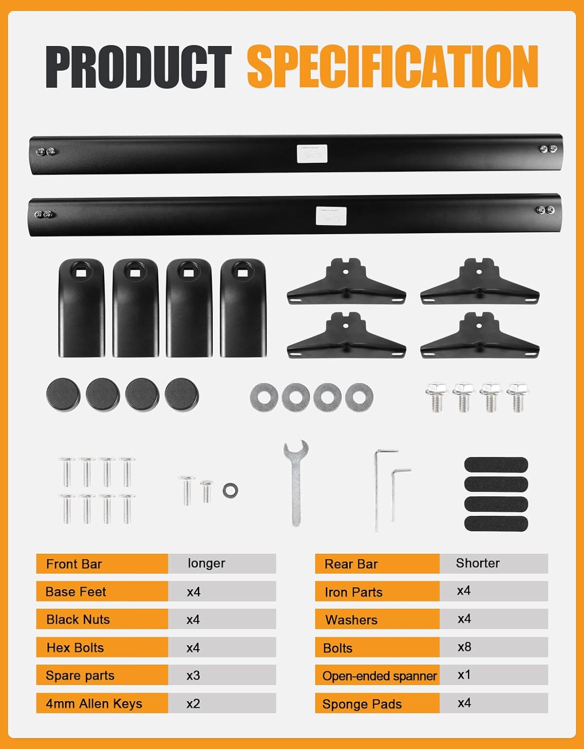 Aluminum Roof Rack Cross Bars for Chevrolet Equinox EV 2024-2026 with Flush Side Rails - Black
