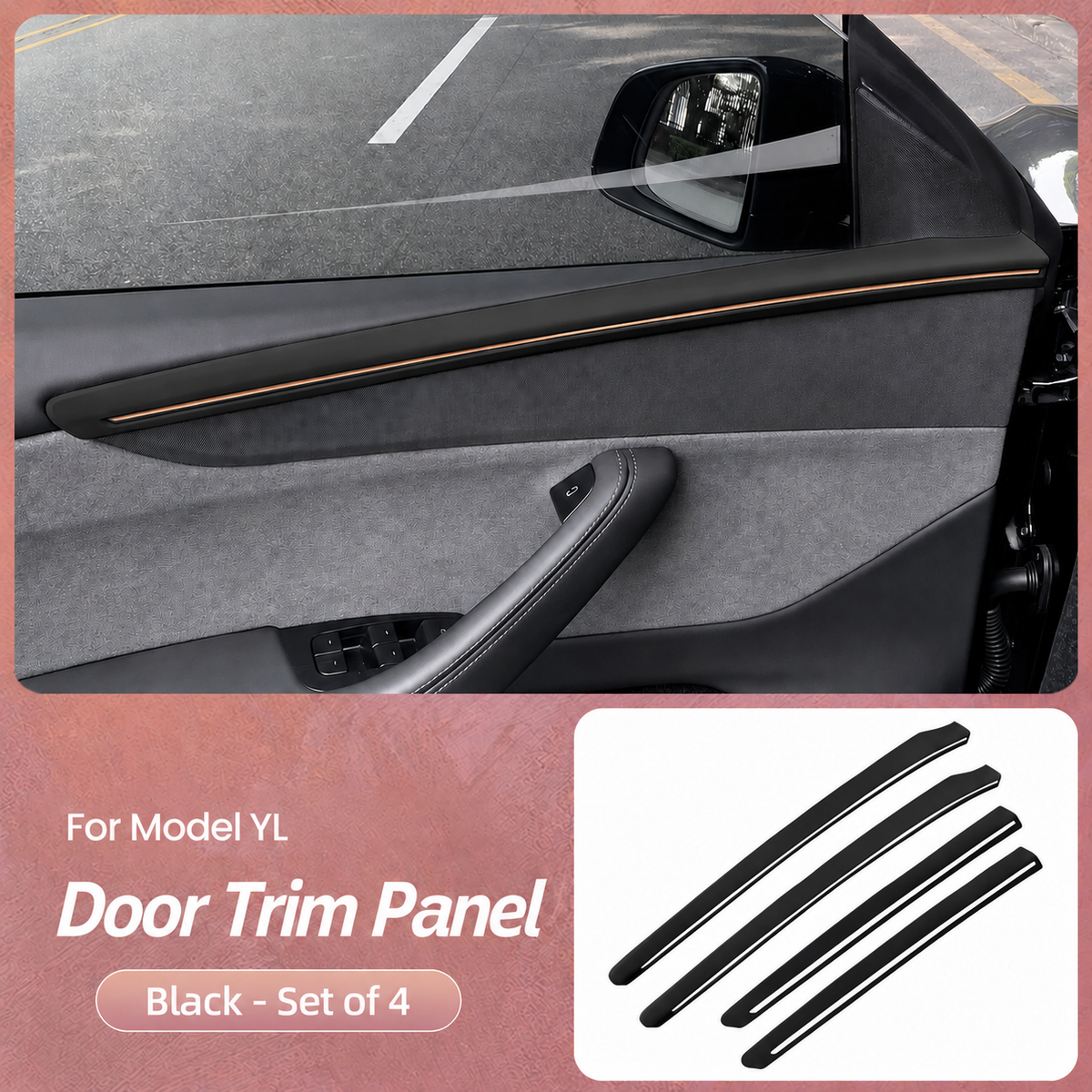 4-Piece Door Side Trim Cover Set for Tesla Model Y L