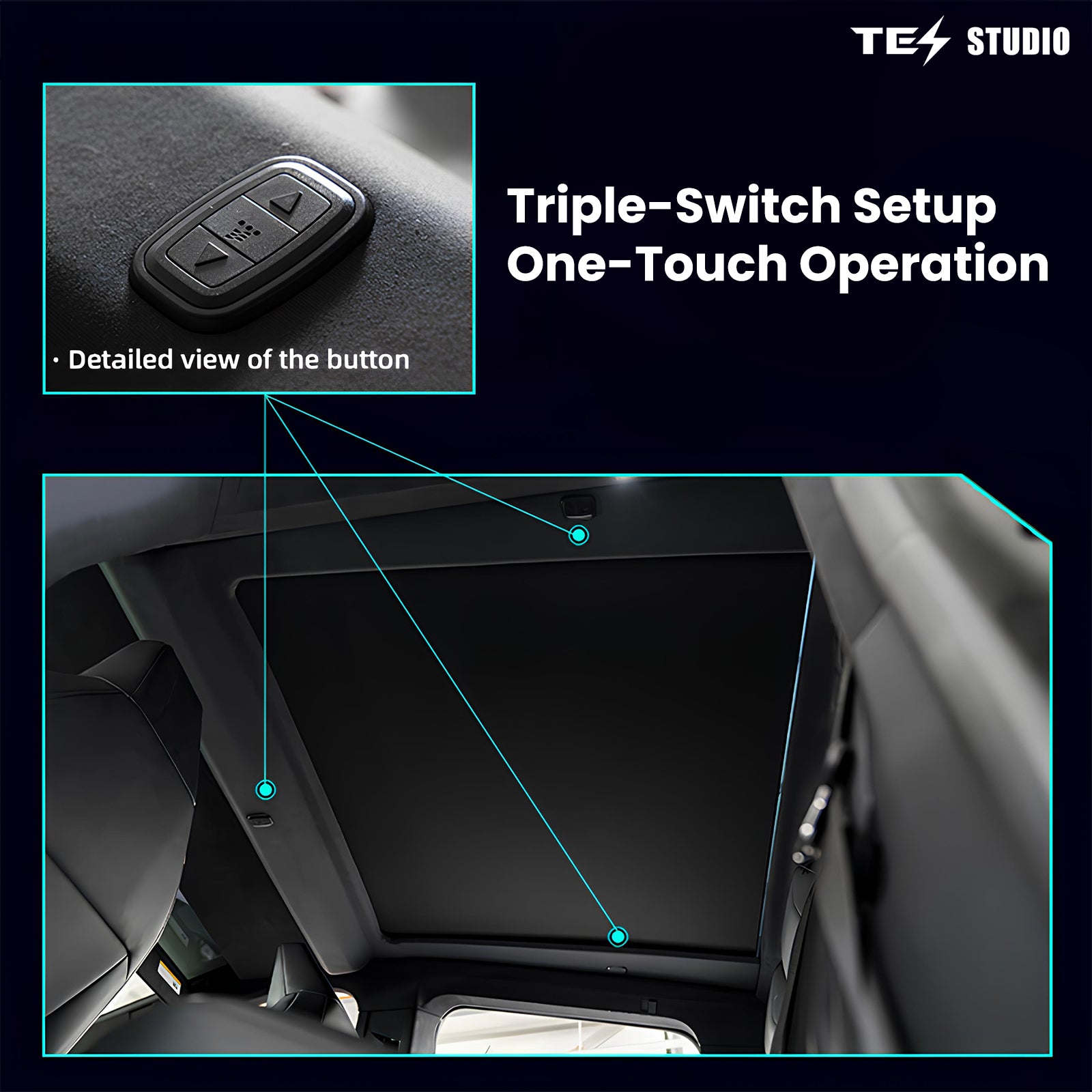 Tesla Cybertruck Electric Sunshade Cybertruck Powered Glass Roof Sunshade Cybertruck Accessories Tesstudio®