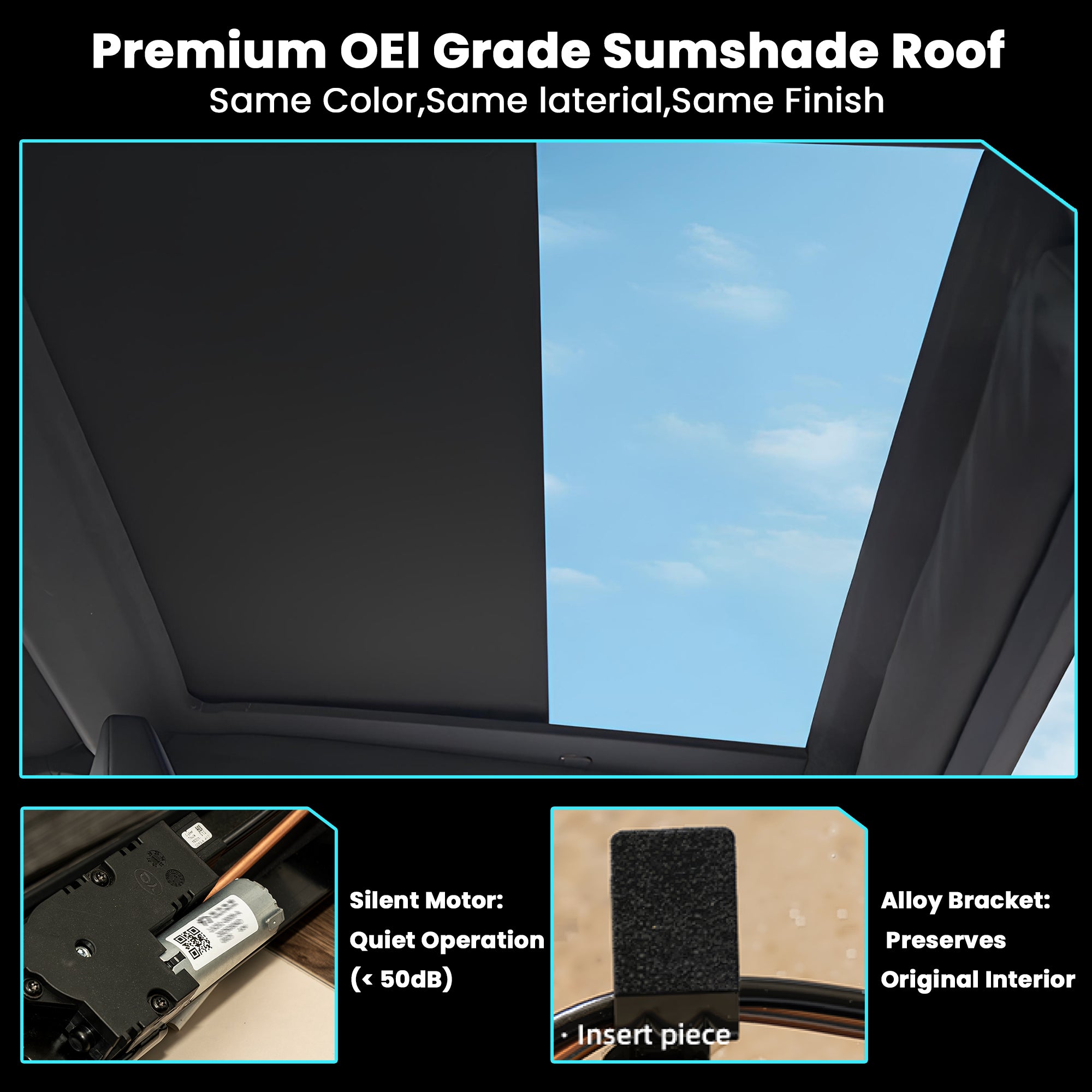 Voice-controlled Electric Sunshade Powered Glass Roof Sunshade For Tesla Cybertruck