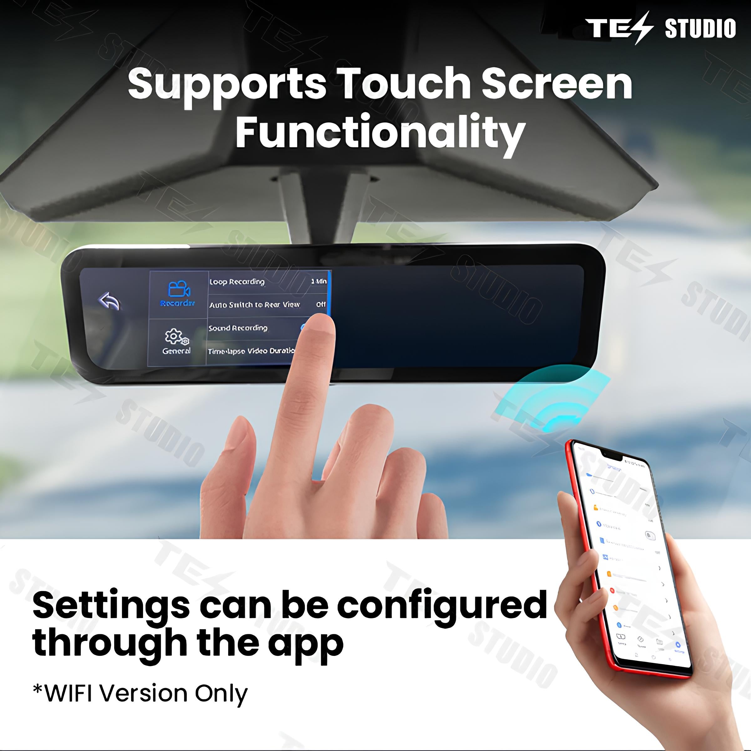 Tesla Streaming Mirror — streaming rearview mirror installed